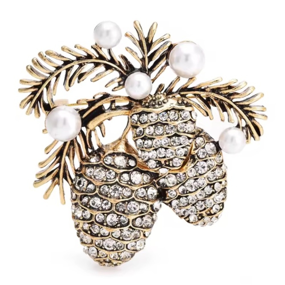 Elegant Gold and Silver Pinecone Brooch.